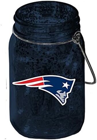 Team Sports America New England Patriots Mason Jar LED Lantern with String Lights, Team Logos and Colors in Saudi Arabia