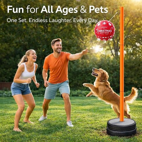 Tetherball Pole Set with Ball and Rope, 99in Tetherball Set with Ground Base, Metal Tetherball Equipment for Backyard, Lawn, Sand and Outdoor Spaces, Orange in Kuwait