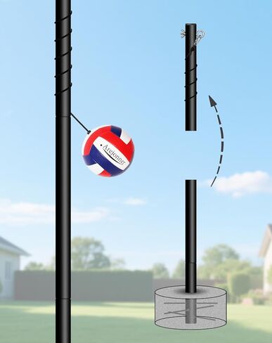 Tether Ball Set—Height 133 inches Including Pole, Ball, and Pump. Ideal for Backyard, Lawn, Park, and Camping Outdoor Play scenarios. (Base not Included) in Kuwait
