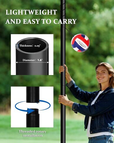 Tether Ball Set—Height 133 inches Including Pole, Ball, and Pump. Ideal for Backyard, Lawn, Park, and Camping Outdoor Play scenarios. (Base not Included) in Kuwait