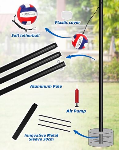 Tether Ball Set—Height 133 inches Including Pole, Ball, and Pump. Ideal for Backyard, Lawn, Park, and Camping Outdoor Play scenarios. (Base not Included) in Kuwait