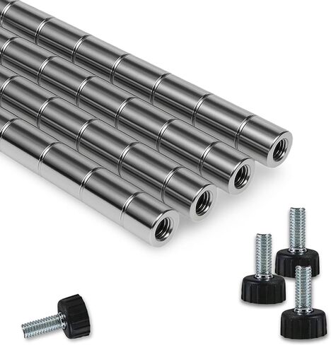 96" NSF Chrome Wire Shelf Post, 1 Inch Metal Pole, Foot Included, for Wire Shelf Rack, Poles and Parts (4 Pack) in Saudi Arabia