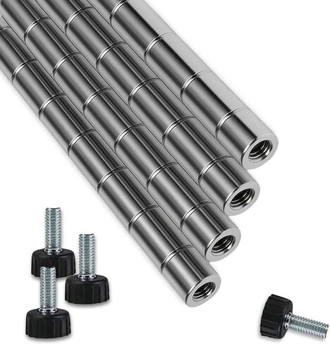 96" NSF Chrome Wire Shelf Post, 1 Inch Metal Pole, Foot Included, for Wire Shelf Rack, Poles and Parts (4 Pack) in Saudi Arabia