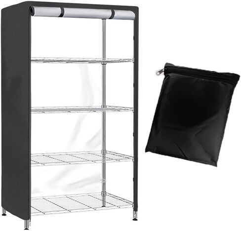Storage Shelf Cover with Transparent PVC Mesh Panel 3-Way Zippers Water-Resistant Protector for 5-Tier Rack Fits 36 x 18 x 72 Inch Black for Outdoor Garage Sheds Trucks Storage in Kuwait