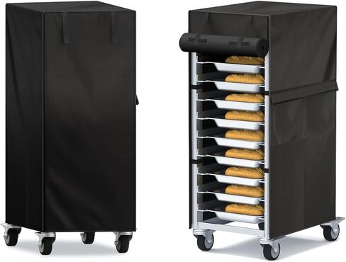 غطاء رف الخبز 20 طبقة 23 بوصة × 28 بوصة × 64 بوصة - غطاء رف سرعة مقاوم للماء والغبار 420D أكسفورد مع جيب تخزين جانبي، باب قابل للطي، سحاب - واقي رف صينية الخبز/الصفائح، أسود in Kuwait