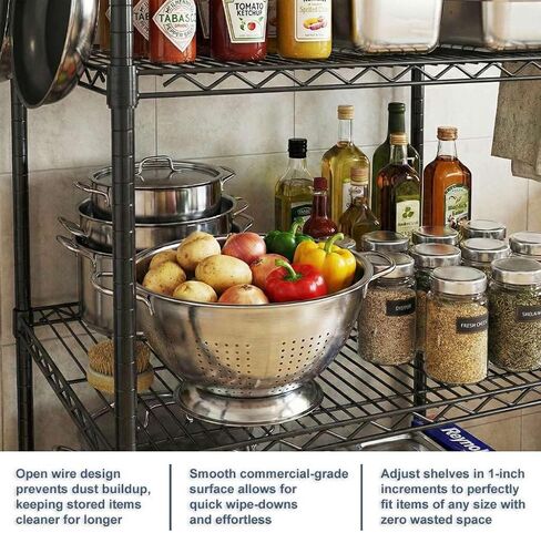 4-Pack 14"x48" Black Wire Shelf, NSF Extra Metal Storage Rack Shelves Add-On Unit Replacement in Kuwait