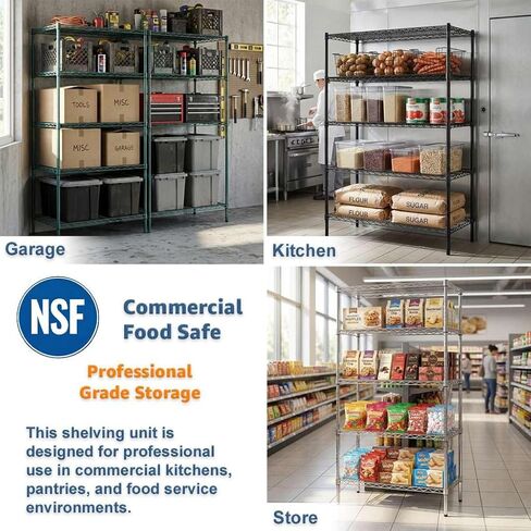 4-Pack 14"x48" Black Wire Shelf, NSF Extra Metal Storage Rack Shelves Add-On Unit Replacement in Kuwait