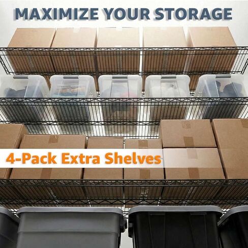 4-Pack 14"x48" Black Wire Shelf, NSF Extra Metal Storage Rack Shelves Add-On Unit Replacement in Kuwait