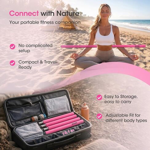 عصا اليوجا، عصا التنقل مقاس 58 بوصة مع 3 أطوال قابلة للتعديل. معدات تمرين من سبائك الصلب المستقرة للتمدد واللياقة البدنية وتصحيح الوضعية والعلاج - للنساء والأطفال في المنزل in Kuwait