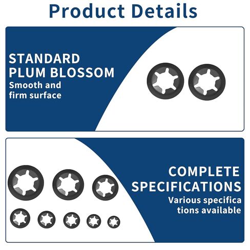مجموعة متنوعة من 510 قطعة من غسالات قفل النجوم الداخلية، غسالات قفل النجوم بالضغط على النجوم، غسالة معدنية سريعة التثبيت، M2.5 M3 M4 M5 M6 M8 M10 M12 (أسود) in Kuwait