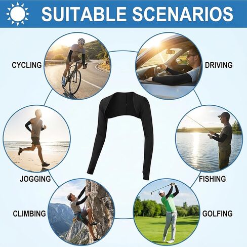 2 Pack Arm Sleeves for Women, Cooling Sun Protection Shawl Arm Covers with Finger Holes, Black Cooling Sleeves for Women Outdoor Sports Golfing Riding Driving in Saudi Arabia