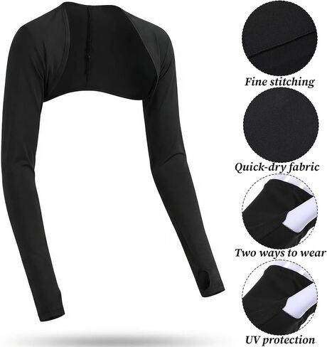 2 Pack Arm Sleeves for Women, Cooling Sun Protection Shawl Arm Covers with Finger Holes, Black Cooling Sleeves for Women Outdoor Sports Golfing Riding Driving in Saudi Arabia