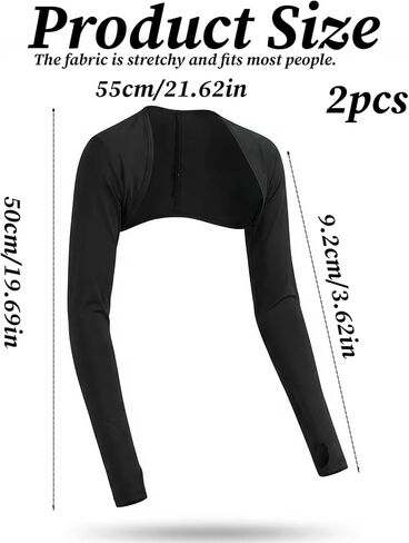 2 Pack Arm Sleeves for Women, Cooling Sun Protection Shawl Arm Covers with Finger Holes, Black Cooling Sleeves for Women Outdoor Sports Golfing Riding Driving in Saudi Arabia