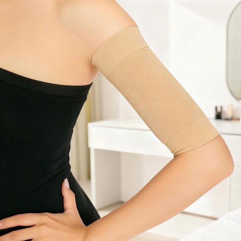 Compression Arm Sleeves for Women, Stretchy Upper Arm Shaper for Workouts and Daily Wear, Skin Tone Elastic Support Sleeves in Saudi Arabia