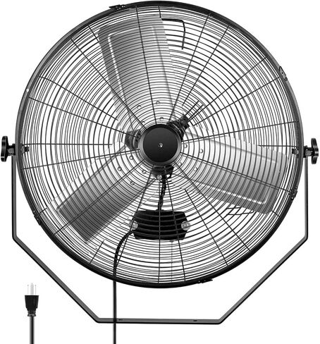 Simple Deluxe 24 Inch Industrial Wall Mount Fan, 3 Speed Commercial Ventilation Metal Fan for Warehouse, Greenhouse, Workshop, Patio, Factory and Basement - High Velocity, black in Kuwait