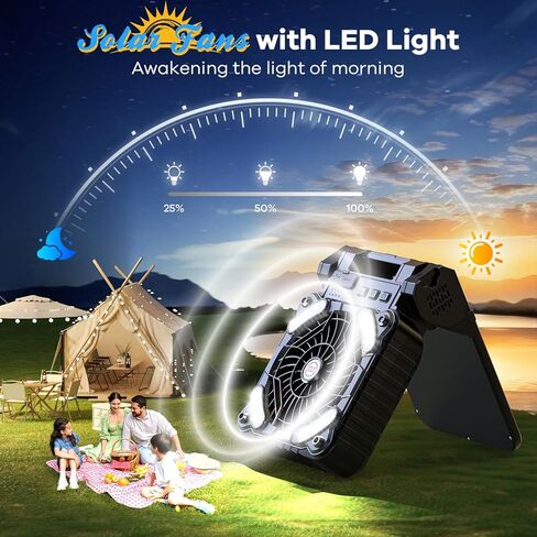15000mAh Solar Powered Camping Fan,Portable Rechargeable Battery Powered Travel Fan with LED Lantern,Beach Essentials for Hurricane Emergencies, Hiking,Worksite Cooling (Black) in Kuwait