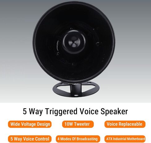 GOWENIC PA Megaphone Speaker, DC 12V 24V High Volume Forklift Siren Horn Megaphone Speaker, Super Loud 120dB Siren, for Emergency Vehicles, Marine in Saudi Arabia