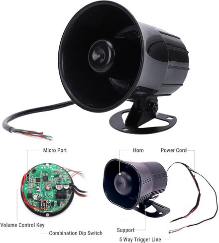 GOWENIC PA Megaphone Speaker, DC 12V 24V High Volume Forklift Siren Horn Megaphone Speaker, Super Loud 120dB Siren, for Emergency Vehicles, Marine in Saudi Arabia
