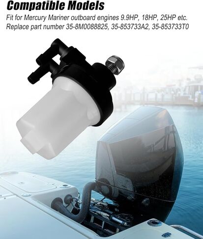 Boat Engine Fuel Filter Assy 35-8M0088825 Fit for Mercury Mariner Outboard Engines 9.9HP 18HP 25HP 40HP 50HP, Replace 35-853733A2 35-853733T02 35-853733T03 35-898101T68 in Saudi Arabia