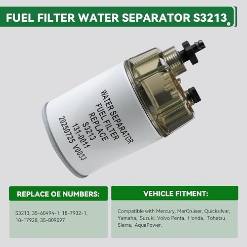 S3213 فاصل مياه الوقود البحري مع وعاء تجميع شفاف بديل لفلتر الوقود عالي التدفق متوافق مع محركات وقوارب Yamaha وMercury وQuicksilver الخارجية in Kuwait