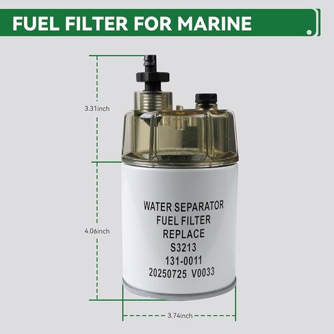 S3213 فاصل مياه الوقود البحري مع وعاء تجميع شفاف بديل لفلتر الوقود عالي التدفق متوافق مع محركات وقوارب Yamaha وMercury وQuicksilver الخارجية in Kuwait