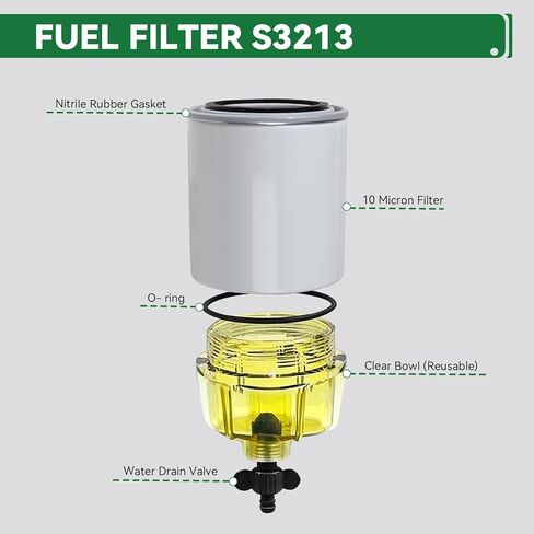 S3213 فاصل مياه الوقود البحري مع وعاء تجميع شفاف بديل لفلتر الوقود عالي التدفق متوافق مع محركات وقوارب Yamaha وMercury وQuicksilver الخارجية in Kuwait