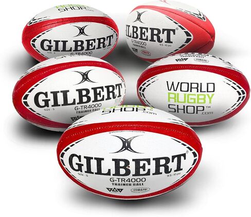 World Rugby Shop x Gilbert G-TR4000 Bundle - مجموعة من 3 مع تي شيرت، مجموعة من 5 أو 10 - كرة الرجبي مقاس 5 - متينة 3 طبقات من القطن والبوليستر in Kuwait