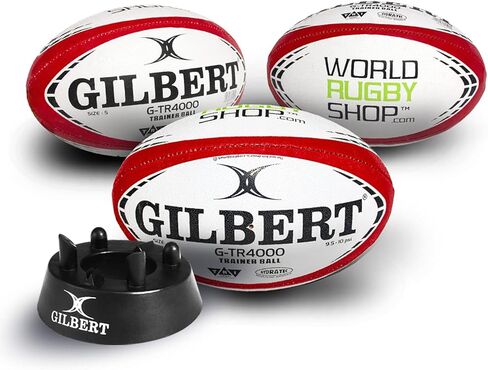 World Rugby Shop x Gilbert G-TR4000 Bundle - Set of 3 w/Tee, Set of 5, or 10 - Rugby Ball Size 5 - Durable 3 Ply Poly-Cotton in Saudi Arabia