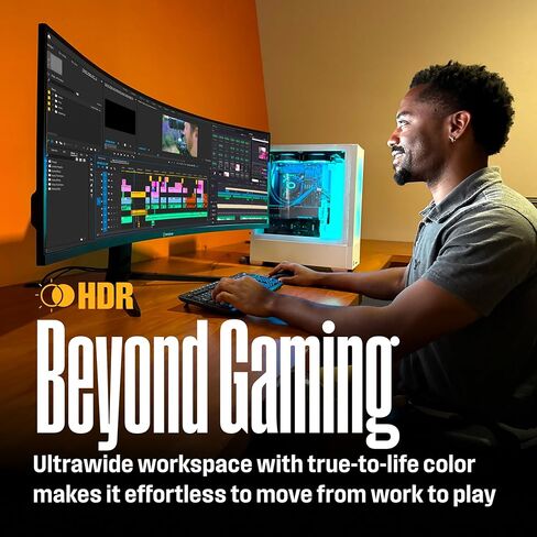 Westinghouse 49 Inch Curved Ultrawide Gaming Monitor, 144Hz, AMD FreeSync Support, Low Motion Blur, R1800 Curve, 3840x1080, for PC Games with Built in Speakers, 2X DisplayPort, 2X HDMI in Kuwait