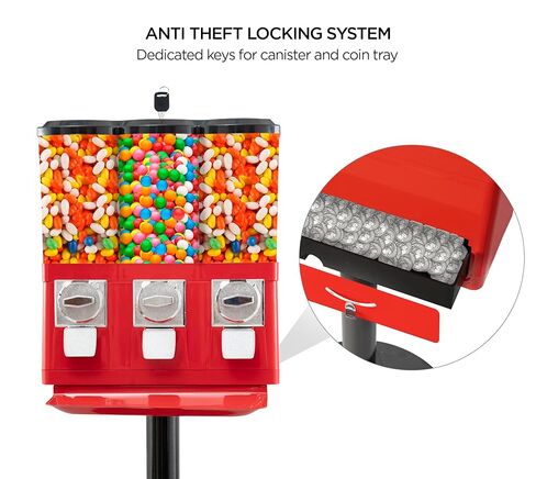 Candy Machine Dispenser Gumball & Candy Vending Machine Supports Large Gum Balls with Coin Operated for Commercial Use Includes Anti Theft Lock Meets FDA Norms in Kuwait