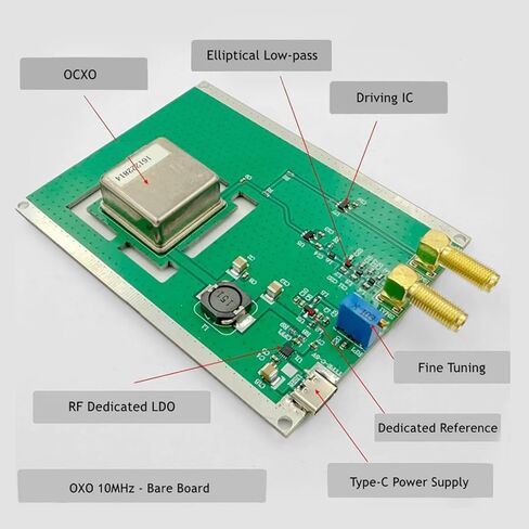 10MHz OCXO Board, Frequency Standard Thermostat Crystal Oscillator Module with Type C Cable, Industrial Electrical Oscillators for Telecommunications Instrumentation Signal in Saudi Arabia