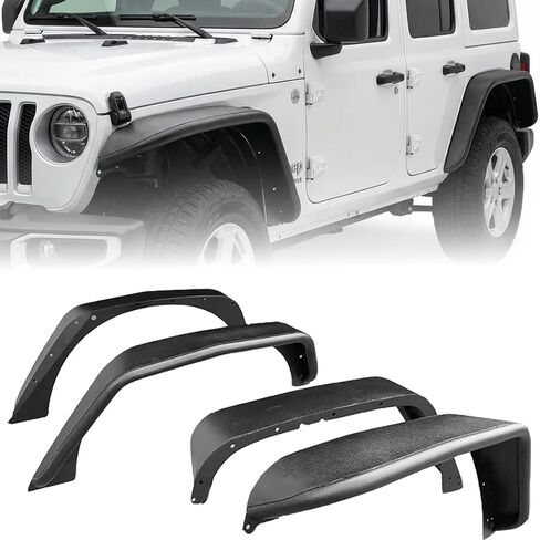 ATruck Off-Road Heavy Duty Steel Fender Flares for Jeep Wrangler 2007-2018 JK & JKU 2/4 Doors - Easy Installation, Solid, Anti-Corrosion, Front & Rear Fenders, Mud Guards, Outdoor Adventures, 4 PCS in Kuwait