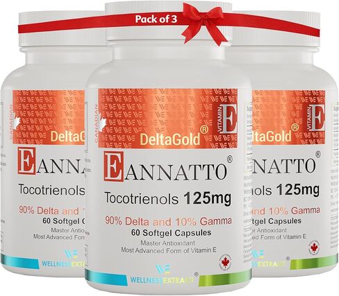 Eannatto Tocotrienols Vitamin E Supplements Tocopherol Free, Supports Immune Health, Non-GMO, Gluten Free & Antioxidant 125mg 30 Softgels (Pack of 2) in Saudi Arabia