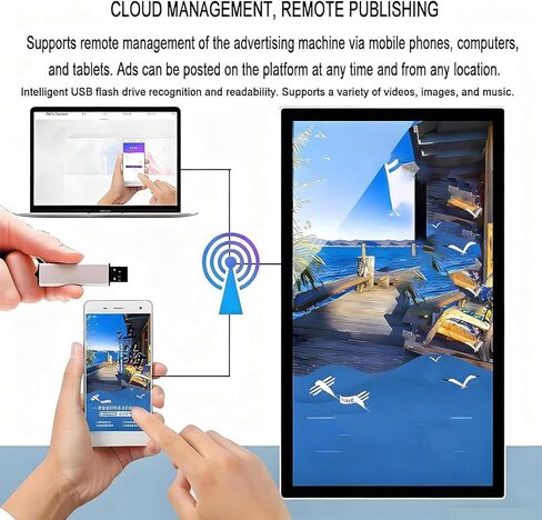 Commercial Digital Signage & Advertising Media Player, Wall-Mounted LED Display Screen for Restaurant, Bubble Tea Shop & Retail Store, Smart Split Screen & Video Player Non-Touch-10.1" in Kuwait