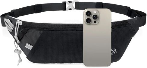 INOXTO Slim Running Belt Fanny Pack for Women and Men Sports Waist Bag Pack with 300ml Water Bottle for Running Walking Cycling Hiking Reflective Running Pouch Belt for All Phones (Black) (Black) in Saudi Arabia