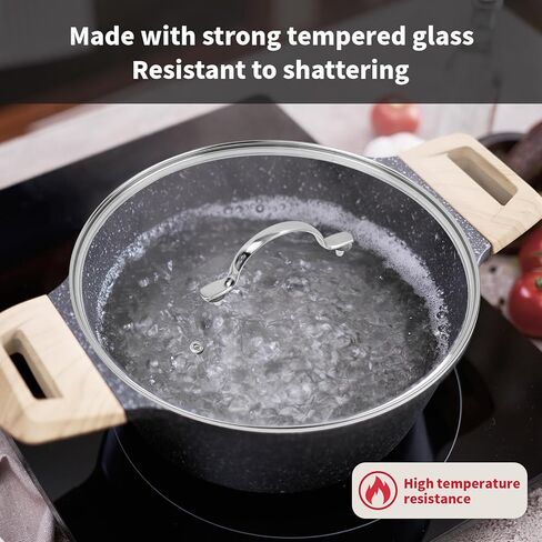 12.5" Tempered Glass Pan Lid with Steam Vent, Thickened to 4mm and Dishwasher Safe and Oven up to 480℉, Universal Lid Fit for Cast Iron Skillets, Frying Saute Pan, Cooking Pot in Kuwait