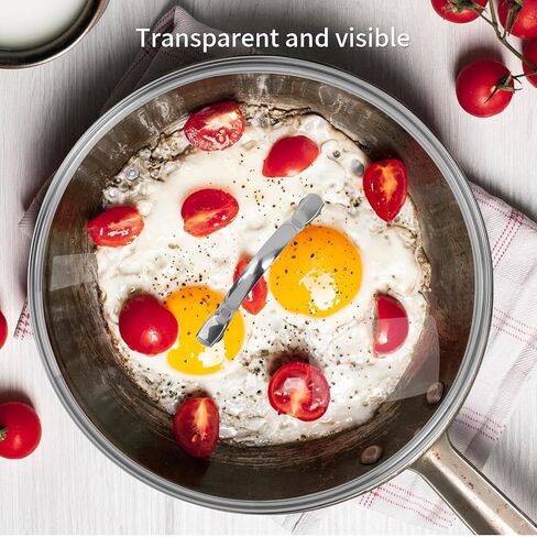 12.5" Tempered Glass Pan Lid with Steam Vent, Thickened to 4mm and Dishwasher Safe and Oven up to 480℉, Universal Lid Fit for Cast Iron Skillets, Frying Saute Pan, Cooking Pot in Kuwait