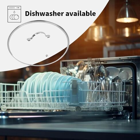 12.5" Tempered Glass Pan Lid with Steam Vent, Thickened to 4mm and Dishwasher Safe and Oven up to 480℉, Universal Lid Fit for Cast Iron Skillets, Frying Saute Pan, Cooking Pot in Kuwait