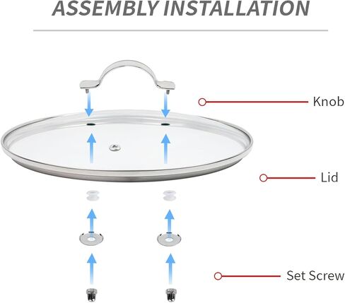 12.5" Tempered Glass Pan Lid with Steam Vent, Thickened to 4mm and Dishwasher Safe and Oven up to 480℉, Universal Lid Fit for Cast Iron Skillets, Frying Saute Pan, Cooking Pot in Kuwait