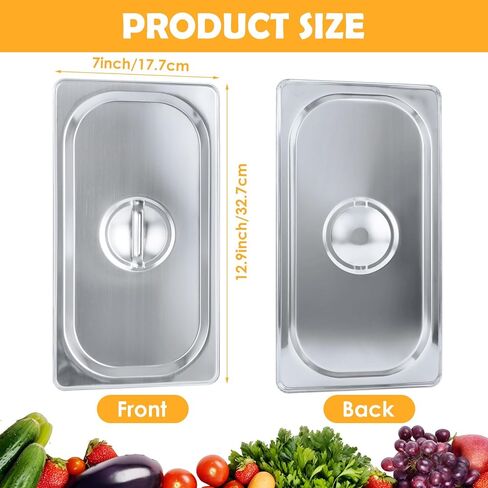 JMIATRY 10 Pack Stainless Steel Hotel Pan Lids 1/3 Third Size Hotel Pan Lids, 12.9''L x 7''W Steam Table Pan Covers Prep Hotel Food Pan Cover Lid with Handles for Commercial Restaurant Buffet Roasting in Saudi Arabia