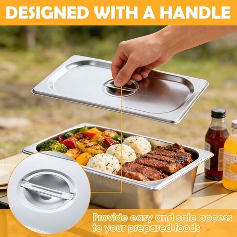 JMIATRY 10 Pack Stainless Steel Hotel Pan Lids 1/3 Third Size Hotel Pan Lids, 12.9''L x 7''W Steam Table Pan Covers Prep Hotel Food Pan Cover Lid with Handles for Commercial Restaurant Buffet Roasting in Saudi Arabia
