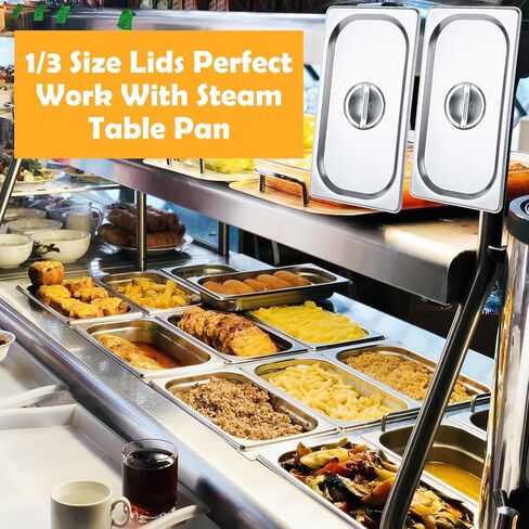 JMIATRY 10 Pack Stainless Steel Hotel Pan Lids 1/3 Third Size Hotel Pan Lids, 12.9''L x 7''W Steam Table Pan Covers Prep Hotel Food Pan Cover Lid with Handles for Commercial Restaurant Buffet Roasting in Saudi Arabia