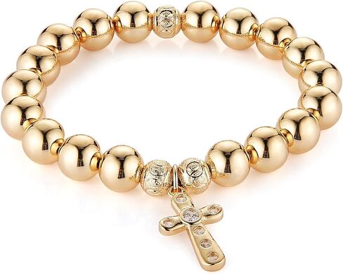 HZMAN Gold Bracelets for Women 14K Gold Beaded Bracelets Stackable Bracelets for Women Layer Charm Bracelet in Saudi Arabia