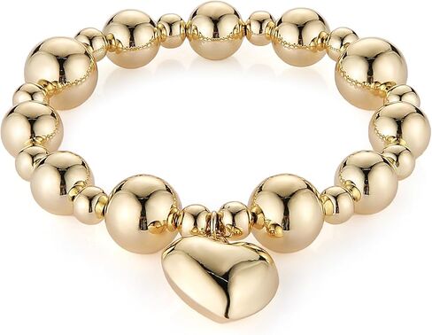 HZMAN Gold Bracelets for Women 14K Gold Beaded Bracelets Stackable Bracelets for Women Layer Charm Bracelet in Saudi Arabia