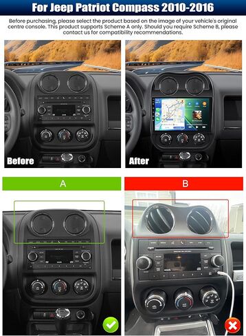 [4+64g] ترقية ستيريو سيارة لجيب باتريوت كومباس 2010-2016 مع Carplay و Android Auto ، 10.1 "Android 13 مع رابط المرآة ، WiFi ، GPS ، BT ، FM/RDS ، SWC ، 32EQ ، USB+AHD كاميرا احتياطية in Kuwait