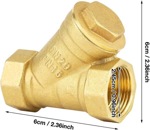 Cosiki 3/4 BSPP Brass Filter Valve Connector, Brass Y Shaped Strainer, Filter Fitting with High Threads & Rustproof, Ideal for Water Oil Separation in Saudi Arabia