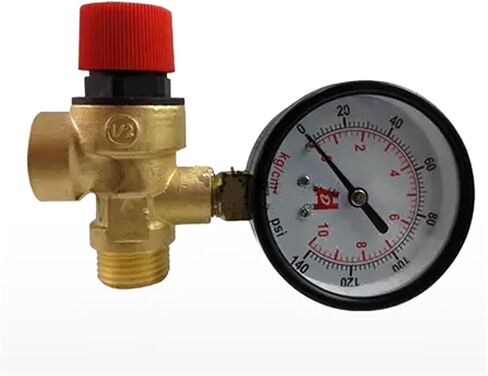 DN15 Brass Boiler Safety Valve 1/2" Male Thread Exhaust Relief With Pressure Gauge(8bar) in Kuwait
