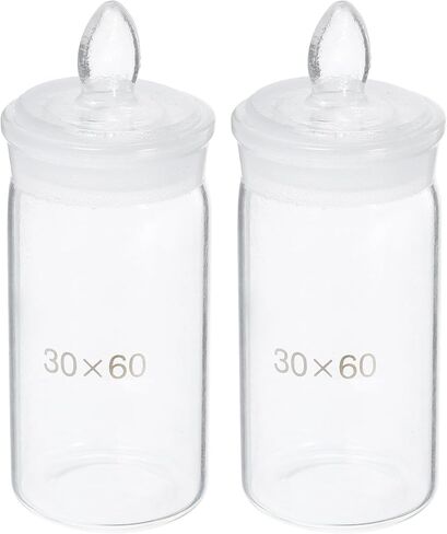 Luxshiny 2pcs Glass Weighing Bottles for Laboratory Use, 30x60mm Tall Form Borosilicate Glass Weighing Jar Set, Precise Measurement Tool for Scientific Experiments in Kuwait