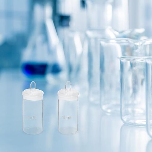Luxshiny 2pcs Glass Weighing Bottles for Laboratory Use, 30x60mm Tall Form Borosilicate Glass Weighing Jar Set, Precise Measurement Tool for Scientific Experiments in Kuwait
