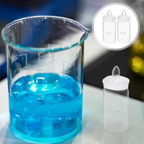 Luxshiny 2pcs Glass Weighing Bottles for Laboratory Use, 30x60mm Tall Form Borosilicate Glass Weighing Jar Set, Precise Measurement Tool for Scientific Experiments in Kuwait